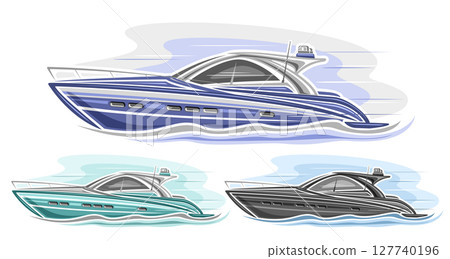 Vector sport Motor Boat set 127740196