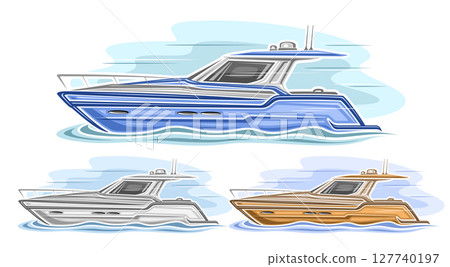 Vector Motorboat Set Vector Motorboat Set 127740197
