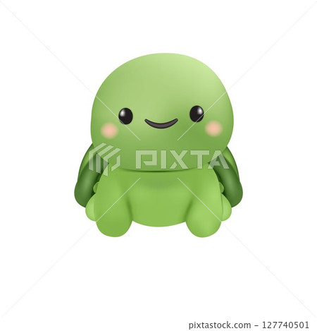 Cute 3D cartoon turtle character 127740501