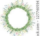 Embroidery style wildflower wreath illustration 127740594