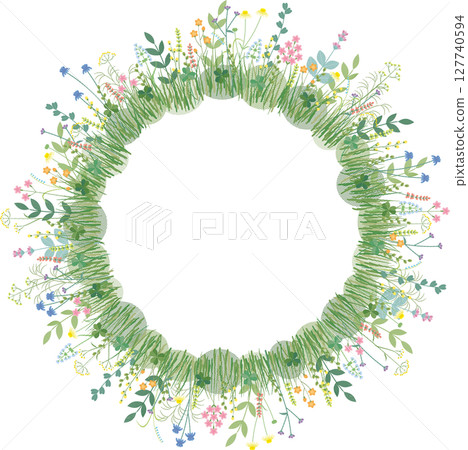 刺繡風格野花花環插圖 127740594