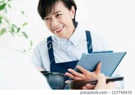 Middle-aged women checking their nutritional balance 127740970