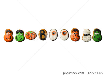 Halloween character cookies, isolated on white, PNG 127741472