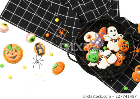 Festive Halloween cookies, isolated on white, PNG Festive Halloween cookies, isolated on white, PNG 127741487