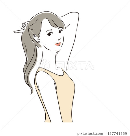 一位長髮時尚女性 一位長髮時尚女性 127741569