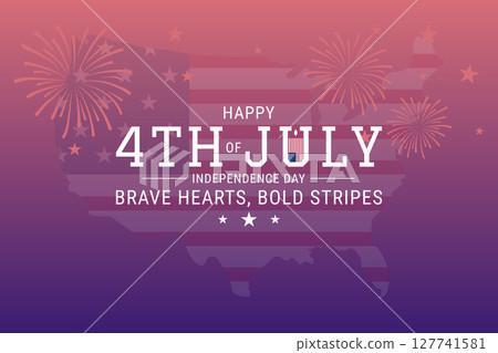 USA Map Fireworks 4th of July Poster 127741581