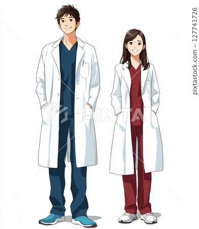 Illustration of a young Japanese doctor 127741726