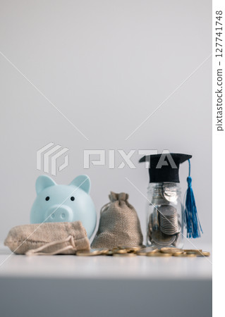 Business concept growth involves strategic financial management money loan investment bank real estate economic development encourage save buy home car education income stack investment economy return 127741748