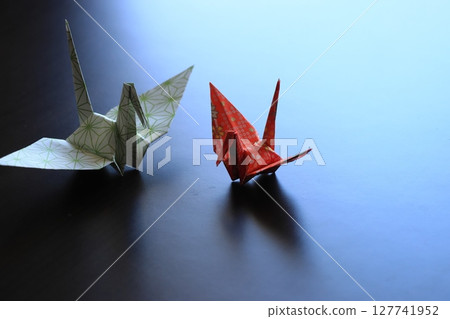 Folded paper crane Folded paper crane 127741952
