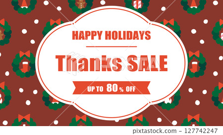 Christmas wreath pattern frame/sale ad template (landscape 16:9) 127742247