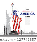Anniversary and celebration Happy independence day of American in national flag. 127742357