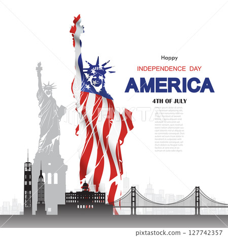 Anniversary and celebration Happy independence day of American in national flag. Anniversary and celebration Happy independence day of American in national flag. 127742357