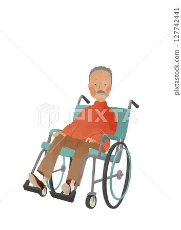 坐在輪椅上的老人 127742441
