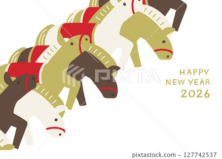 2026 Year of the Horse New Year's Card Starting Gate 127742537