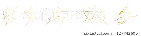 Set Kintsugi Elegance: Luxury Gold and Crack Design Set Kintsugi Elegance: Luxury Gold and Crack Design 127742609