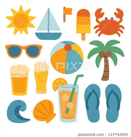 Stylish illustration of a summer resort Stylish illustration of a summer resort 127742695
