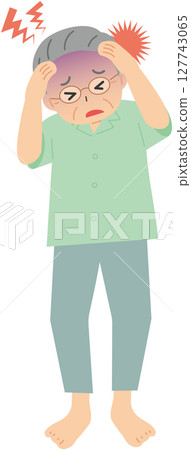 戴眼鏡的中年男子頭痛 戴眼鏡的中年男子頭痛 127743065