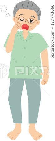 戴眼鏡的打哈欠的中年男子 戴眼鏡的打哈欠的中年男子 127743066