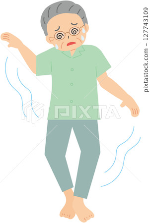 An unsteady elderly man wearing glasses An unsteady elderly man wearing glasses 127743109