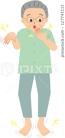 Elderly man with glasses who has numbness in his limbs 127743115
