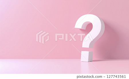 Three-dimensional question mark and pink background 127743561