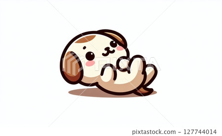 Cute Cartoon Puppy Playing on White Background Cute Cartoon Puppy Playing on White Background 127744014