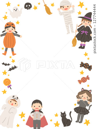 可愛的萬聖節插圖框架 127744444