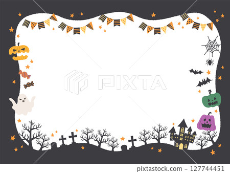 Cute Halloween illustration frame Cute Halloween illustration frame 127744451