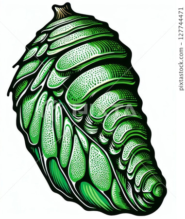 Green Chrysalis Illustration Detailed Close Up 127744471