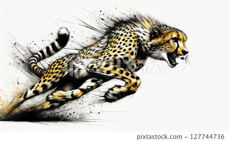 Dynamic Cheetah Running in Abstract Style 127744736