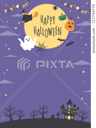 Cute Halloween illustration frame 127744779