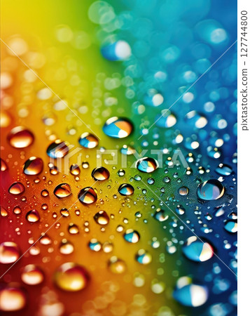 an AI Image Generator, Water Droplets on a Vibrant Pink and Blue Gradient Background 127744800