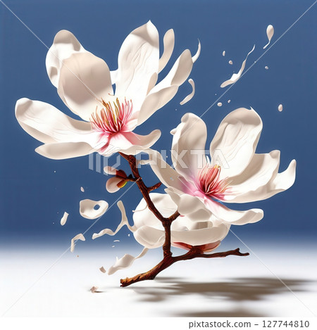 an AI Image Generator, Beautiful Pink and White Magnolia Flowers on Branch an AI Image Generator, Beautiful Pink and White Magnolia Flowers on Branch 127744810