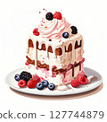 an AI Image Generator, Delicious Layered Dessert Cake With Berries 127744879
