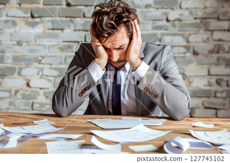 business man failure unsuccessful. Business risk concept . Generative AI 127745102