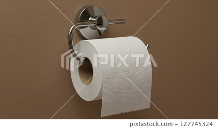 roll of toilet paper on the wall 127745324