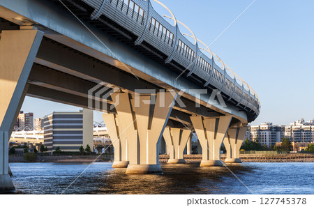 Cityscape photo featuring an overpass road bridge, Saint Petersburg 127745378