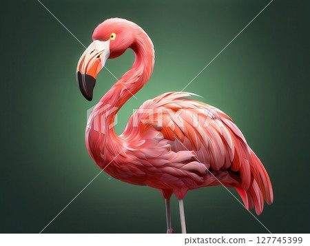 an AI Image Generator, Close-Up Artwork of a Pink Flamingo 127745399