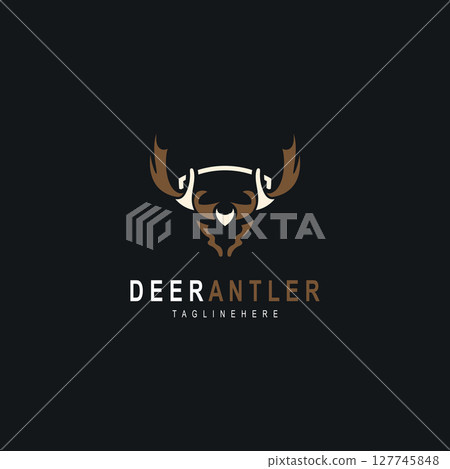 Deer antler logo for hunting and adventure community in nature simple and elegant symbol Deer antler logo for hunting and adventure community in nature simple and elegant symbol 127745848