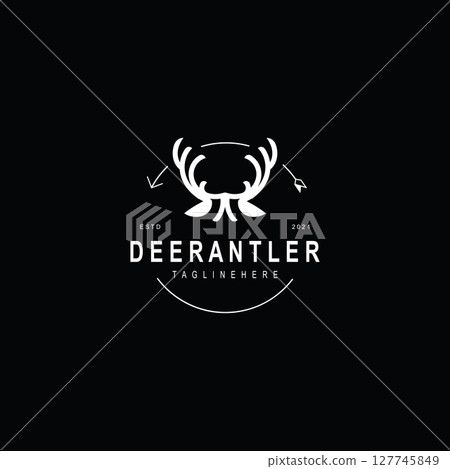 Deer antler logo for hunting and adventure community in nature simple and elegant symbol 127745849