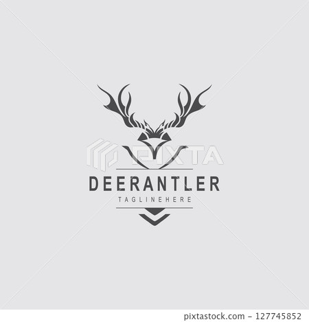 Deer antler logo for hunting and adventure community in nature simple and elegant symbol Deer antler logo for hunting and adventure community in nature simple and elegant symbol 127745852
