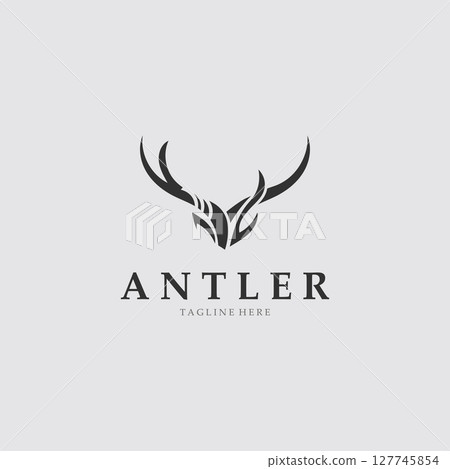 Deer antler logo for hunting and adventure community in nature simple and elegant symbol Deer antler logo for hunting and adventure community in nature simple and elegant symbol 127745854