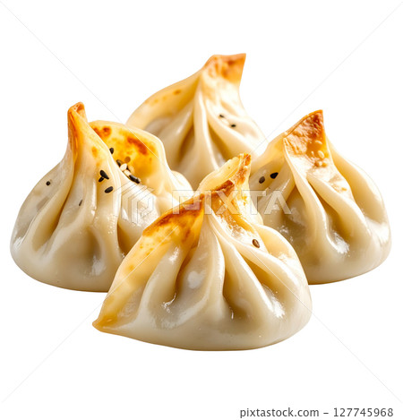 Freshly steamed Chinese dumplings with chicken and pork, a delicious gourmet meal or snack 127745968