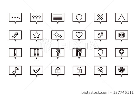 Set of speech bubbles and icons Set of speech bubbles and icons 127746111