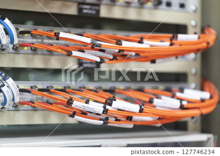 Low or high Voltage Control Panel Distribution Metering Control Box, close up. 127746234