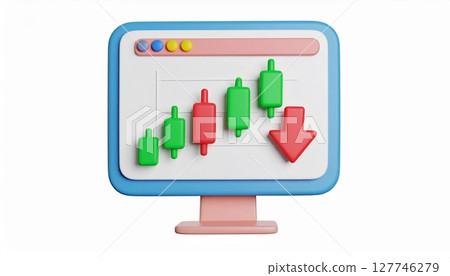 Flat vector icon set of business graphs displayed on computer monitor screens, symbolizing growth and network technology 127746279