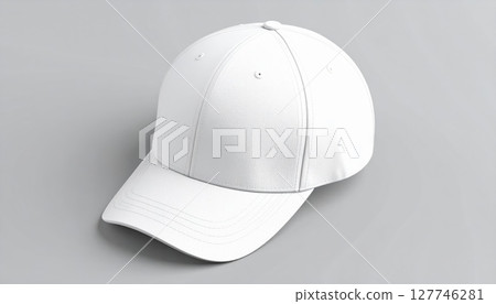 White baseball cap isolated, a blank headwear object for protection 127746281