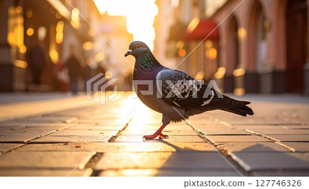 Wildlife pigeons with brown and black feathers on the street Wildlife pigeons with brown and black feathers on the street 127746326