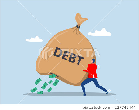 businessman carrying big debt money bag losing money banknotes,Debt burden, financial obligation or loan payment,mutual fund costs and financial problems vector businessman carrying big debt money bag losing money banknotes,Debt burden, financial obligation or loan payment,mutual fund costs and financial problems vector 127746444