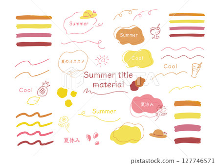 採用溫暖的夏季色彩的簡單裝飾標題框材料 127746571